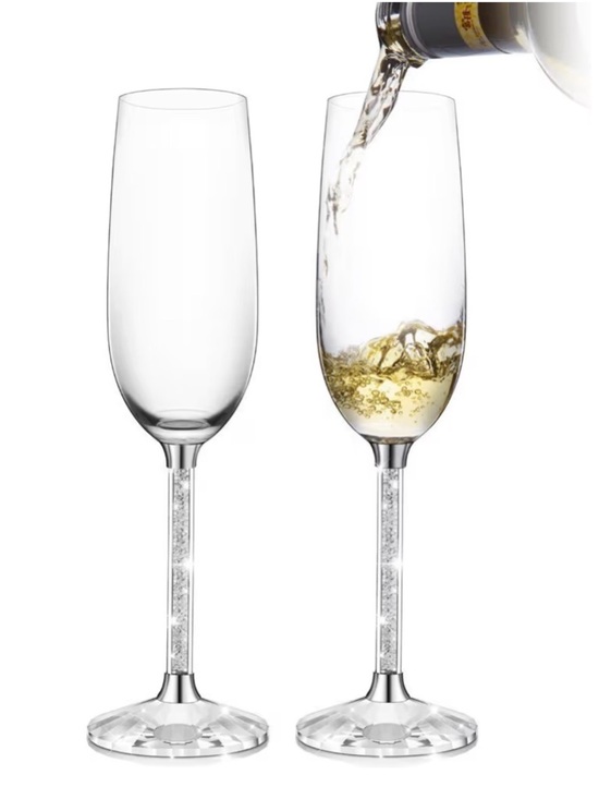 Ifolaina Other - IFOLAINA Champagne Glasses Set of 2 Flutes Lead Free 8 oz w Clear